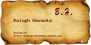 Balogh Havaska névjegykártya
